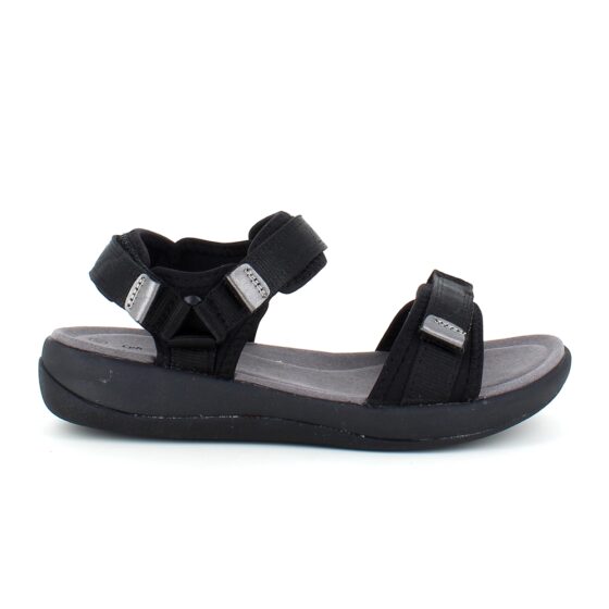 Svart sandal med justerbare tekstilstropper