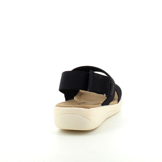 Svart sandal med 3 brede elastiske stropper