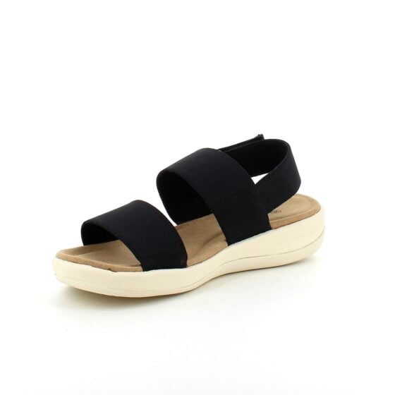 Svart sandal med 3 brede elastiske stropper
