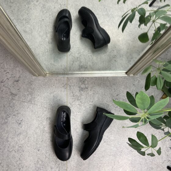 Ballerina i skinn fra Green Comfort med borrelåsåpning