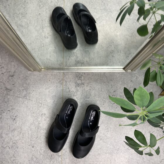Ballerina i skinn fra Green Comfort med borrelåsåpning