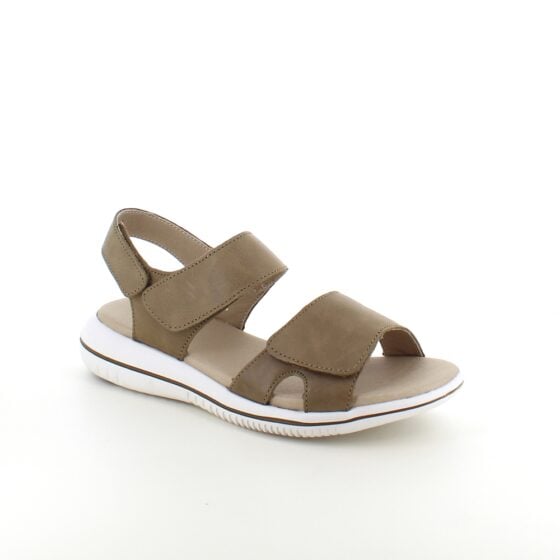 Olivenfarget skinnsandal fra Green Comfort