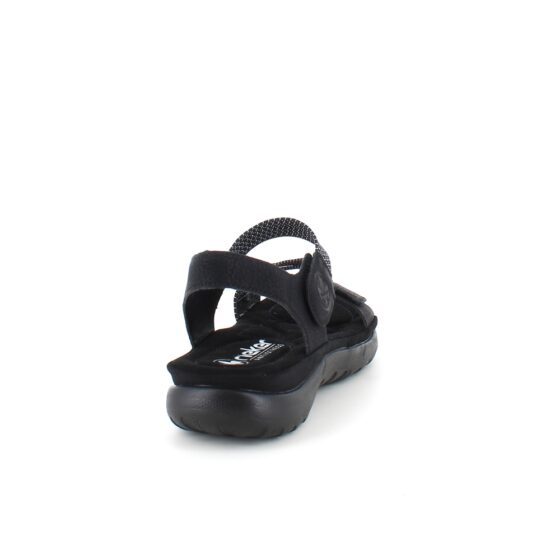 Svart sandal fra Rieker med elastiske stropper