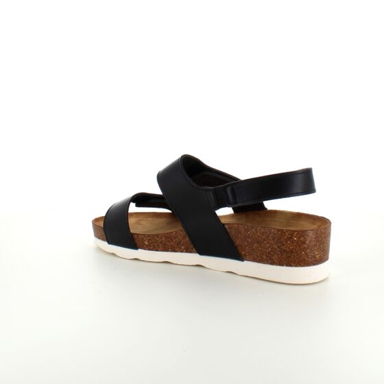 Svart sandal med korksåle og borrelåsremmer