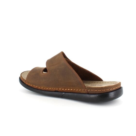 Brun slip-on herresandal i skinn