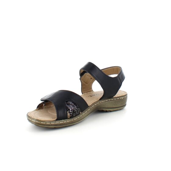 Svart sandal til en bred fot