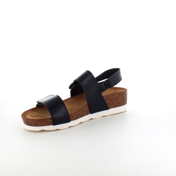 Svart sandal med korksåle og borrelåsremmer