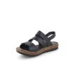 Svart lærsandal med fire justerbare stropper fra Relaxshoe