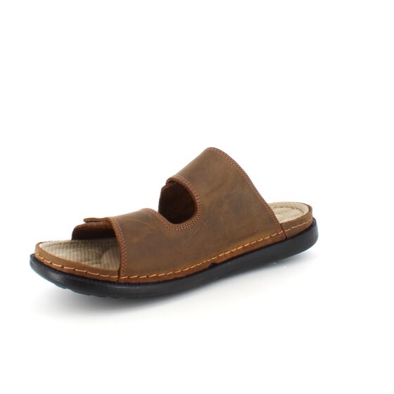Brun slip-on herresandal i skinn