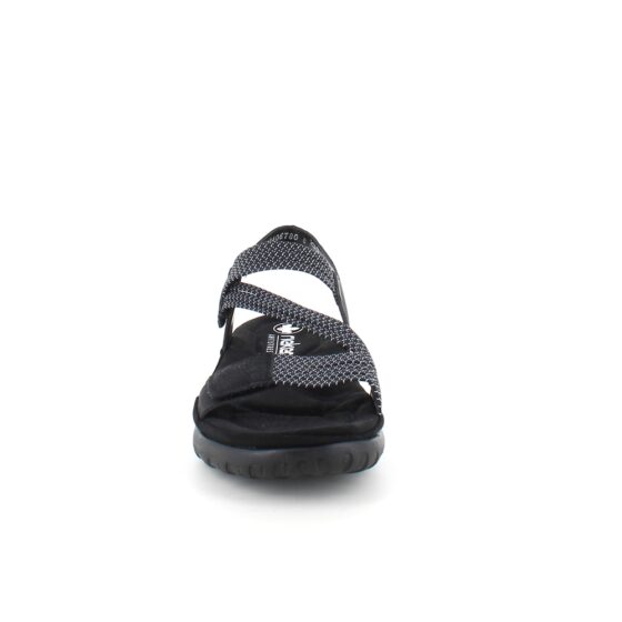 Svart sandal fra Rieker med elastiske stropper