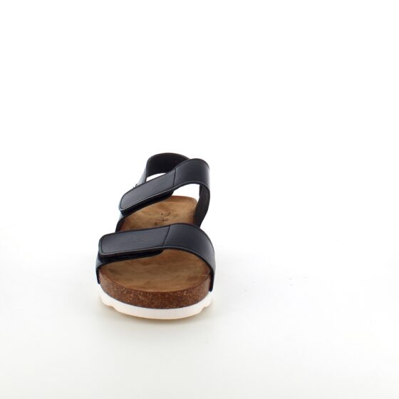 Svart sandal med korksåle og borrelåsremmer