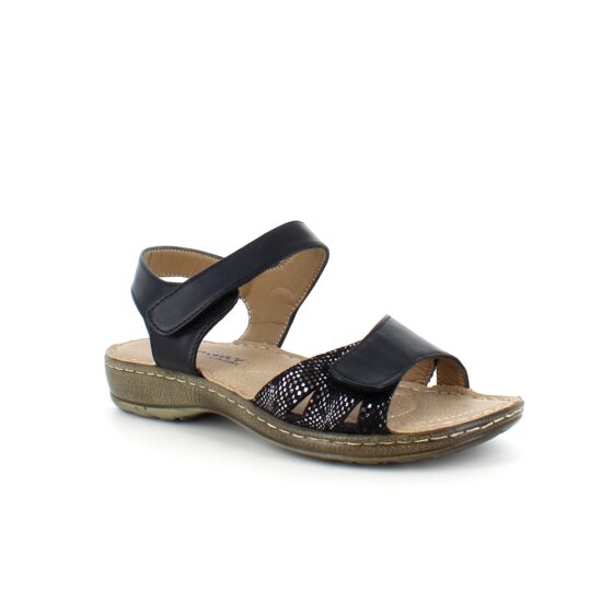 Svart sandal til en bred fot