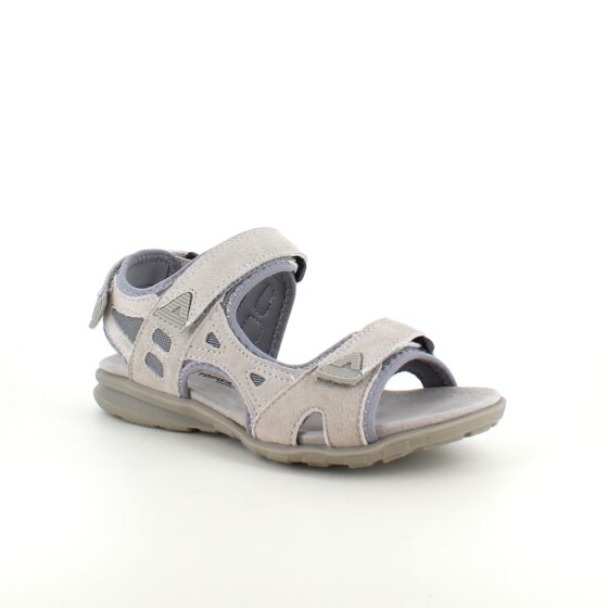 Sandal med lærsåle og lett svangstøtte i grå