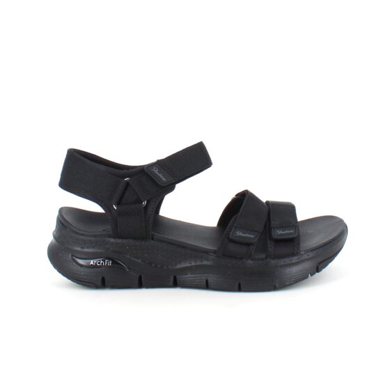 Sort ArchFit sandal fra Skechers med sort såle