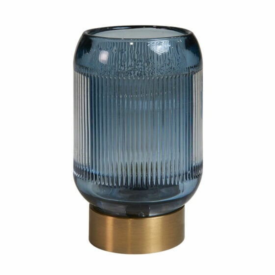 LED-lampe med riller – Elegant design i blått glass