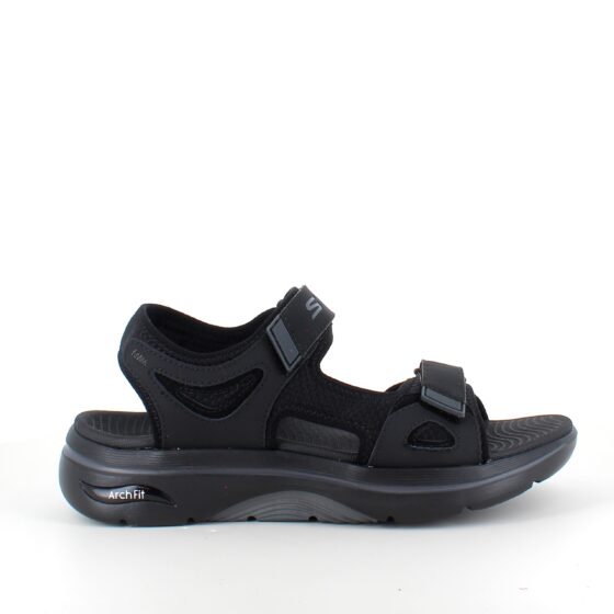 Svart Skechers herresandal med svangstøtte