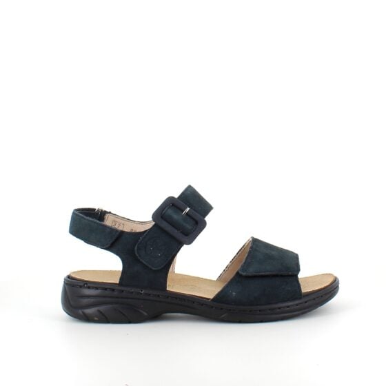 Rieker sandal i marineblått semsket skinn