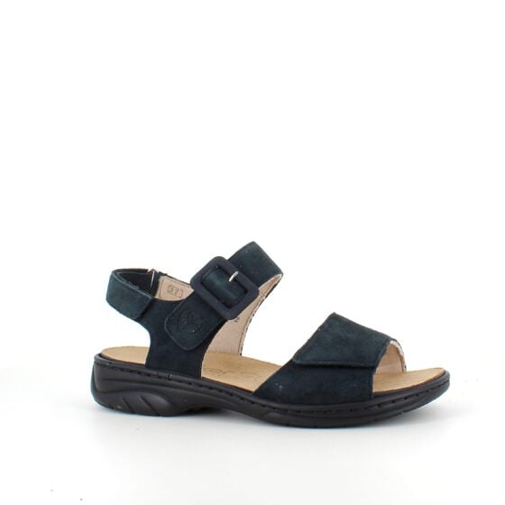 Rieker sandal i marineblått semsket skinn