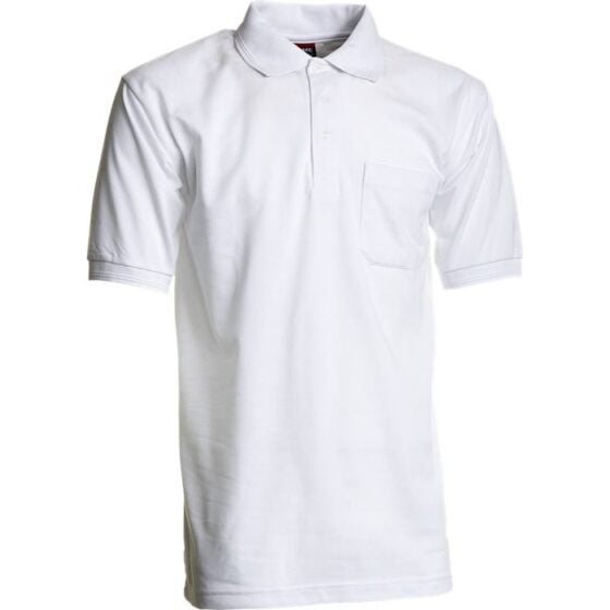 Nybo Hvit Herre Basic Polo T-skjorte, Brystlomme, Slitesterk