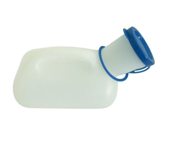 Urinflaske av plast med lokk
