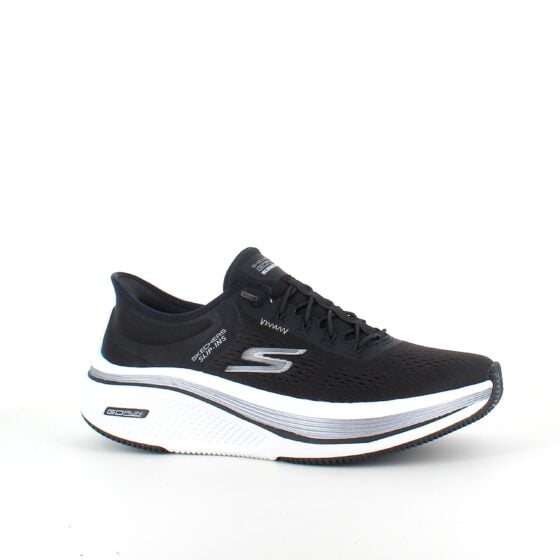 Sort slip-ons sko fra Skechers med elastisk snøring