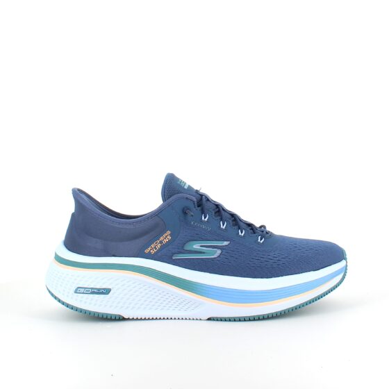 Blå slip-on sko fra Skechers med elastisk snøre