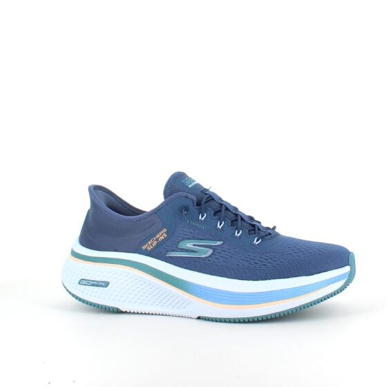 Blå slip-on sko fra Skechers med elastisk snøre