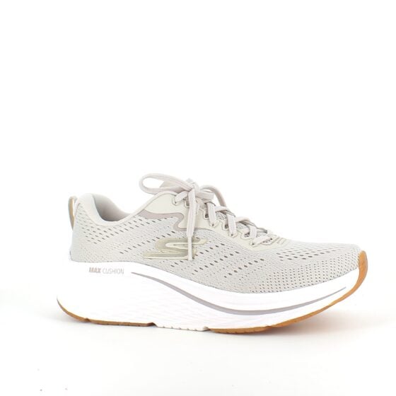 Beige Skechers Max Cushion sko – optimal støtte og enestående komfort.
