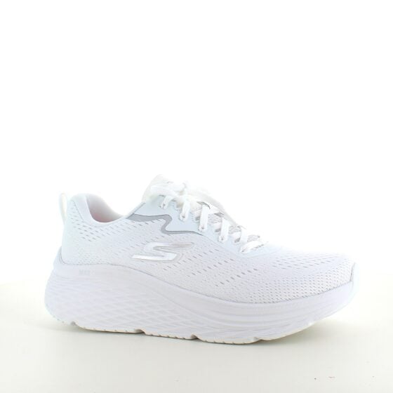 Hvite Skechers Max Cushion sko – optimal støtte og uovertruffen komfort.