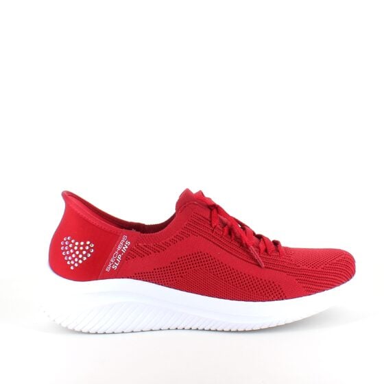 Røde Skechers Slip-ins med glitterdetaljer.