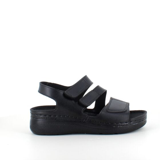 Svart sandal med tre justerbare remmer