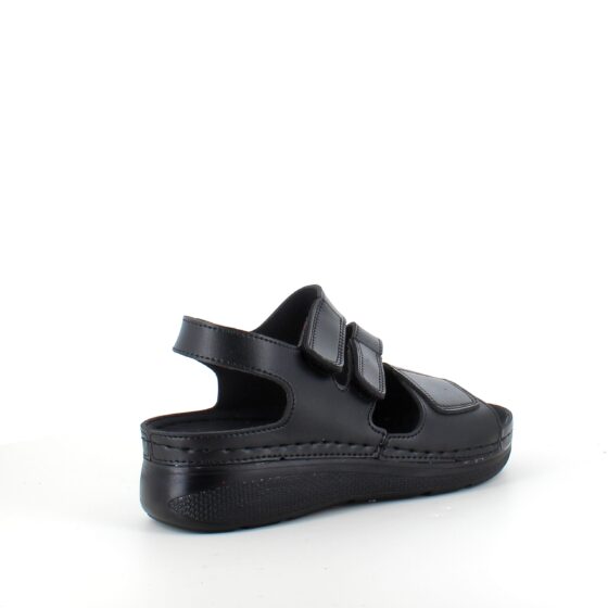 Svart sandal med tre justerbare remmer