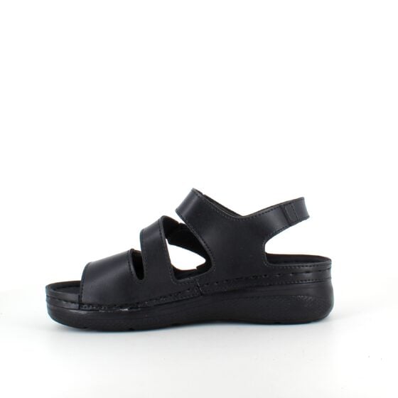 Svart sandal med tre justerbare remmer