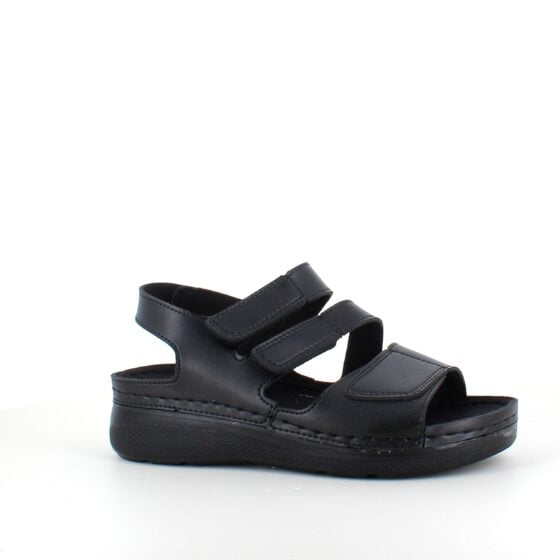 Svart sandal med tre justerbare remmer