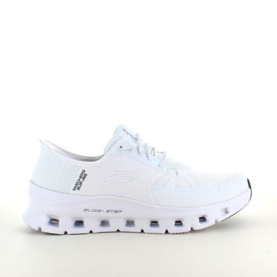 Hvite Skechers Slip-Ins sko med mye støtdemping