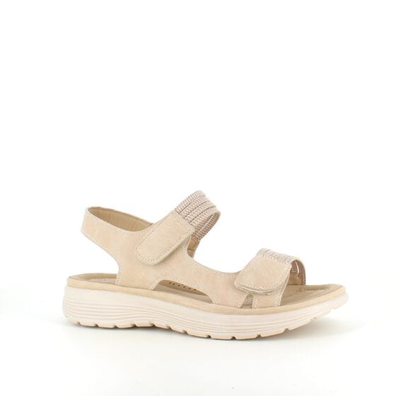 Beige komfortsandaler med elastikk og borrelås – stilfull støtte hele dagen