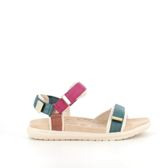 Lilla/grønn Woden sandal med god svangstøtte.