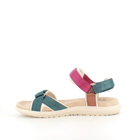 Lilla/grønn Woden sandal med god svangstøtte.