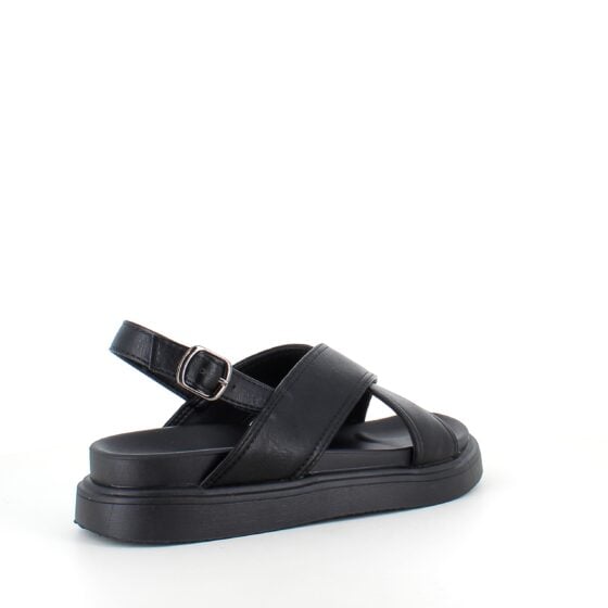 Elegant svart lærsandal med hælrem