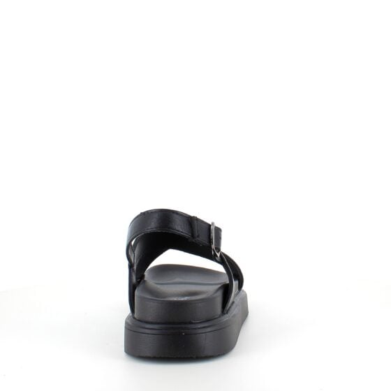 Elegant svart lærsandal med hælrem