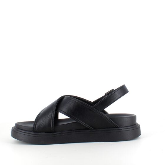 Elegant svart lærsandal med hælrem