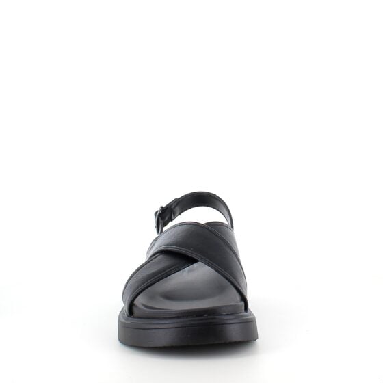 Elegant svart lærsandal med hælrem