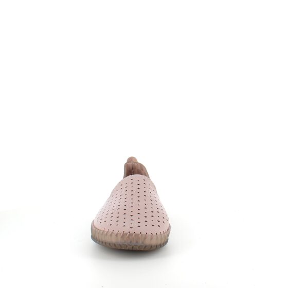 Beige ballerinasko med fint, perforert mønster