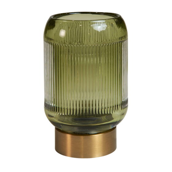 LED-lampe med riller – Elegant løsning i grønt glass