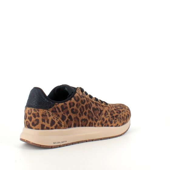 Woden semsket skinnsko med leopardmønster