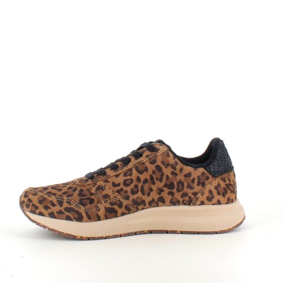 Woden semsket skinnsko med leopardmønster
