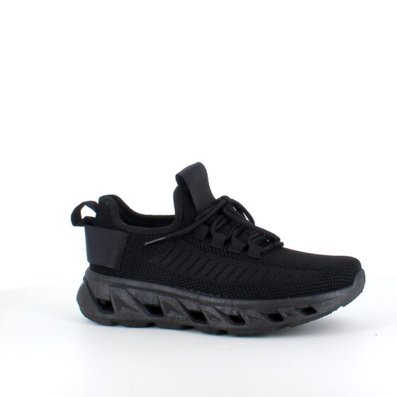 Svart slip-on sko med strikket overdel