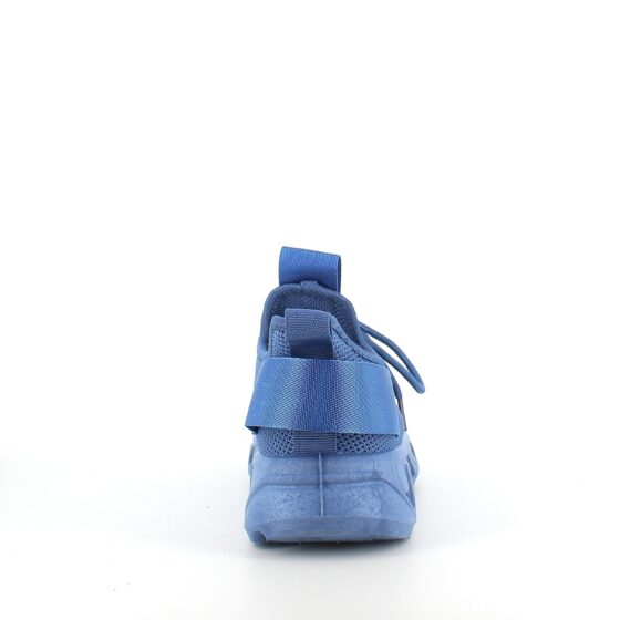 Blå slip-on sko med strikket overdel