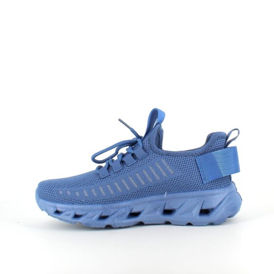 Blå slip-on sko med strikket overdel