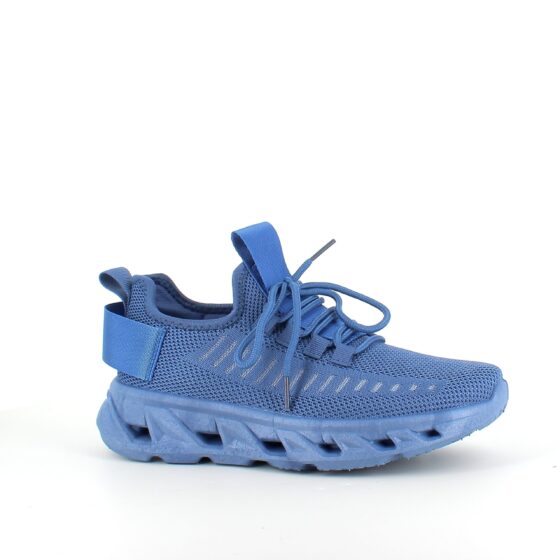 Blå slip-on sko med strikket overdel